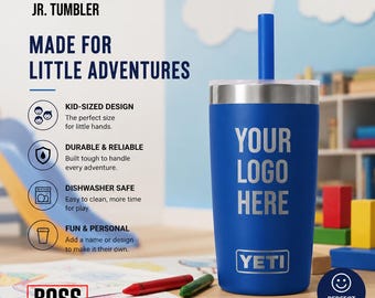 Vaso térmico YETI personalizado de 10 oz grabado, Rambler Jr. de 10 oz, agregue su logotipo, YETI, YETI grabado con láser, regalo, Yeti personalizado, Yeti para niños.