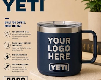 Personalized Engraved 10oz, 14oz & 24oz YETI Mug, Add your logo, YETI, Laser Engraved YETI, Gift, Bulk Tumblers, Custom Yeti, Coffee mug