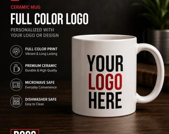 Taza de cerámica personalizada de 11 oz y 15 oz, a todo color, diseño o texto personalizado