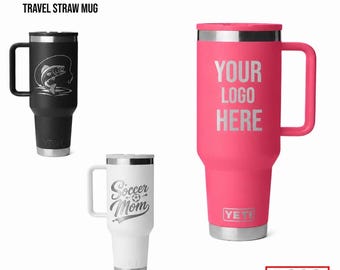 Personalized Engraved Travel Straw Mug YETI, Add your logo, Straw Mug YETI, Laser Engraved YETI, Mug Yeti 20oz, 30oz & 40oz. Flip Straw