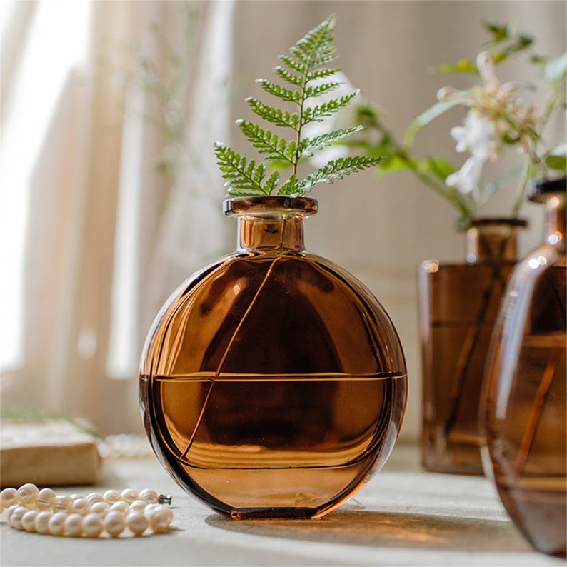 Nordic Ins Brown Glass Vase Hanging Wall Background Decor Etsy