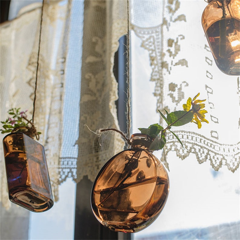 Nordic Ins Brown Glass Vase Hanging Wall Background Decor Etsy