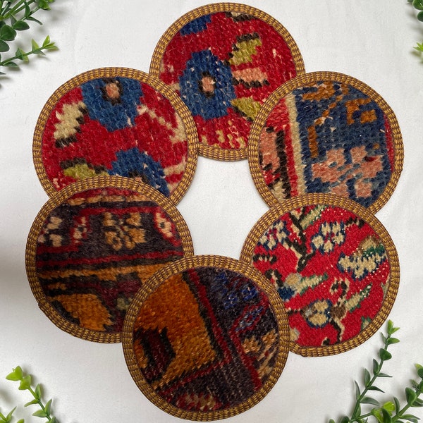 Kilim Coaster Set - Fabric Cloth - 6 Pieces, Unique Woven Fabric, Coasters Set, Boho Coasters, Coaster Set, Kilim Carpet, Kilim Rug, Midwest