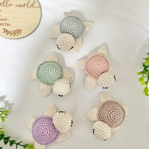 Baby Turtle Toy, Handmade Crochet Toy, Safe and Non-Toxic Baby-Safe Yarn, Sensory Development for Baby, Amigurumi Montessori Toy