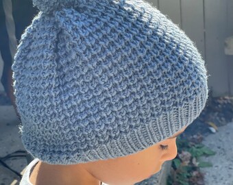 Blue Knitted Kids, Baby, Toddler Hat, Handmade with Love