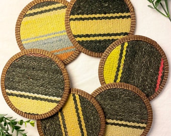 Kilim Coaster Set - Fabric Cloth - 6 Pieces, Unique Woven Fabric, Coasters Set, Boho Coasters, Coaster Set, Kilim Carpet, Kilim Rug, Midwest