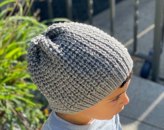 Grey Knitted Kids, Baby, Toddler Hat, Handmade with Love