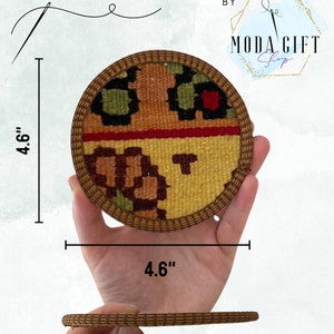 Set of 4 Authentic Kilim Coasters, Handmade in Turkey and Handselected for Quality and Color/Pattern Mix