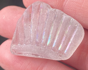 Light lavender embossed scottish sea glass | patterned beach glass shards