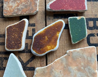Sea tiles set | sea worn beach found tiles | pottery shards for crafts