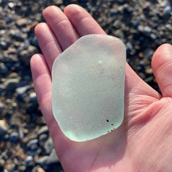 Large aqua frosted scottish sea glass piece | huge beach glass shard