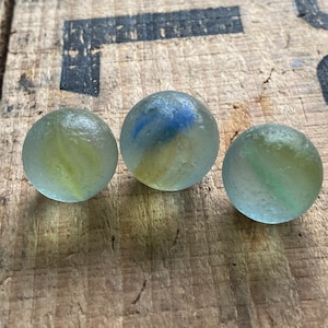 Sea glass marble trio  | scottish beach finds | genuine frosted beach found marbles