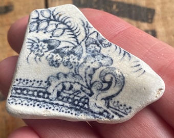 Vintage Sea Pottery Shard: Surf Tumbled Ceramic Piece