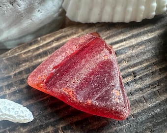 Rare red scottish sea glass lense | red uv beach glass | sea glass reflector