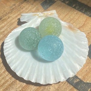 Sea glass marble trio | scottish beach finds | genuine frosted beach found marbles