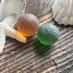 Sea glass marbles x2 mini size | scottish beach finds | beach glass  marbles