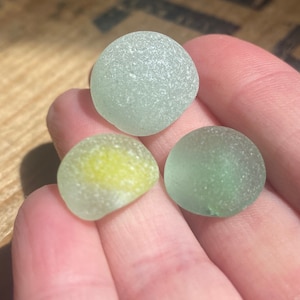 Sea glass marble parts trio | scottish beach finds | genuine frosted beach found marbles | marble parts