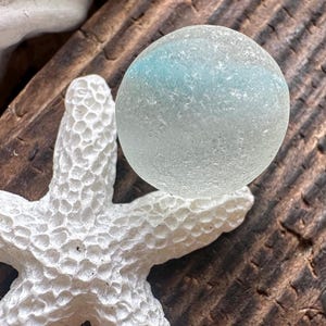 Clear and blue Sea glass marble | scottish beach find | sea worn marbles