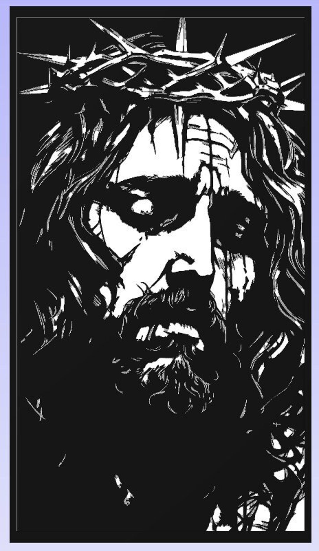 Jesus With Thorn Crown, Black and White, Vector Files, Cnc - Etsy