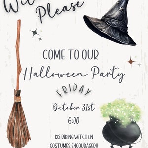 Halloween Party Invitation Template - Witch Please Party Invitation