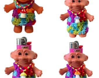 Mushroom Necklace & Dress Troll Lighter Case fits standard lighters | Lighter Cover Gift