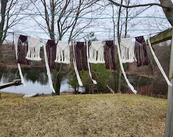 Deep purple and white macrame garland
