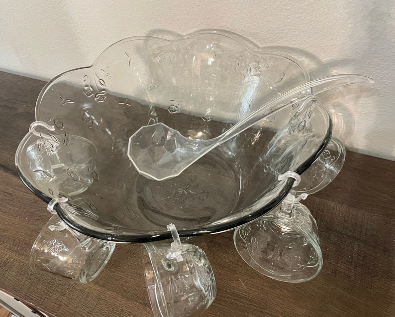 Vintage Punch Bowl Set, Anchor Hocking Savannah Pattern Etsy