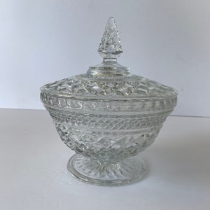 Vintage Candy dish with lid, Wexford Anchor Hocking, Pressed glass