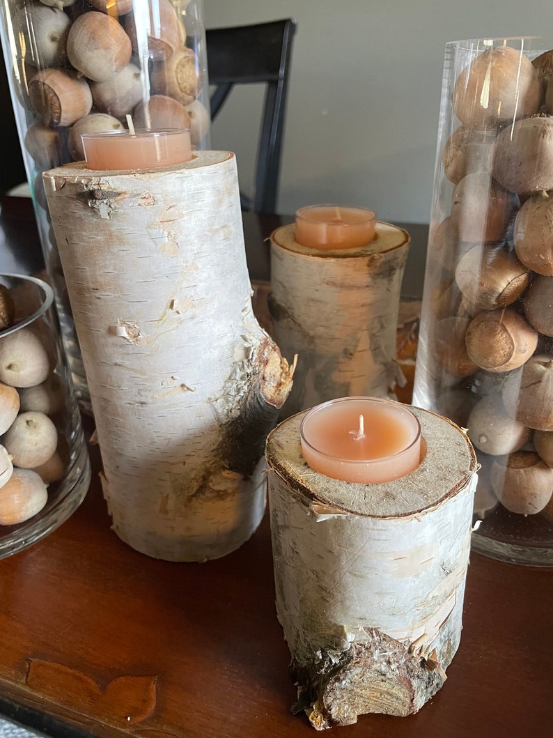 Birch Candle Holders 3 Piece All Natural Hand Made. Etsy