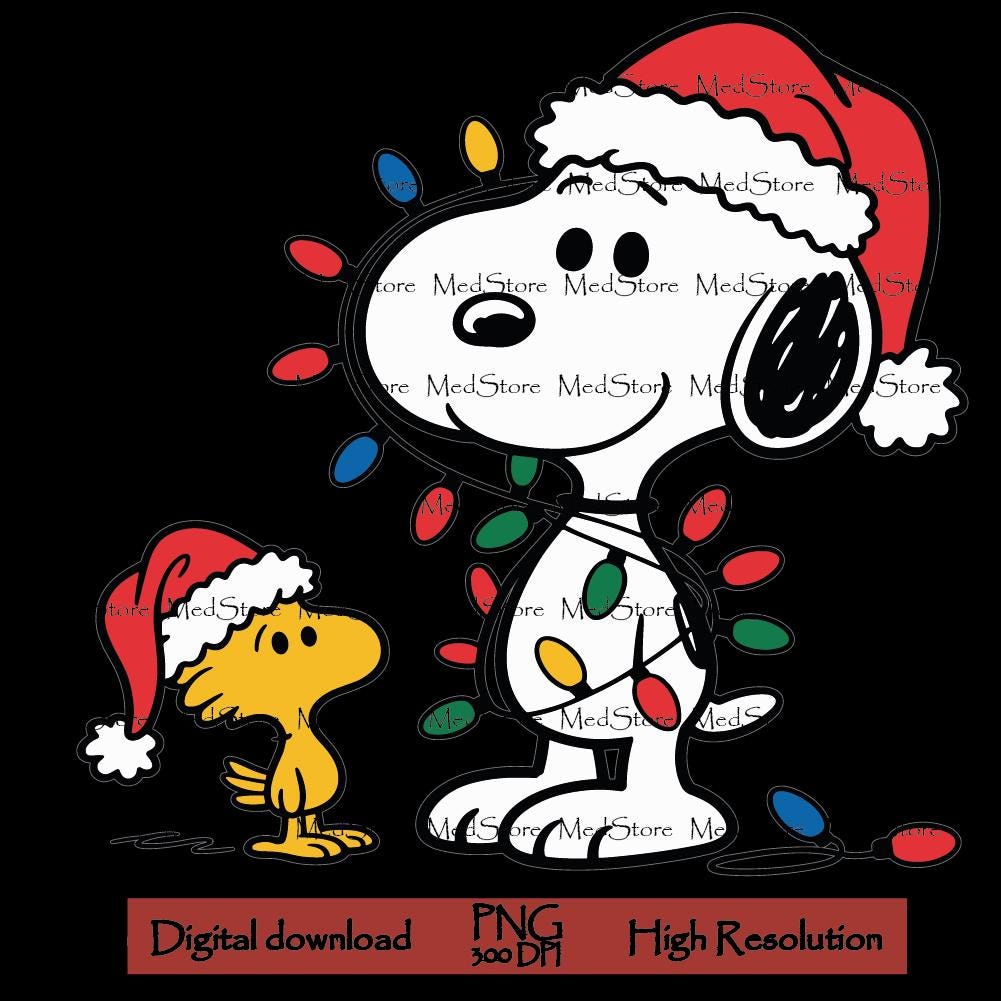 Snoopy Christmas Lights Clipart, Peanuts Holiday Design (PNG SVG) - Etsy