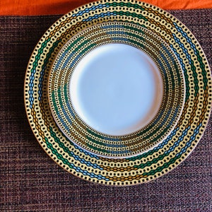 6Pcs Ethiopian/Eritrean Porcelain 6-Pieces Dinner Plates Set, Elegant Custom Made  NEW Tilet Design