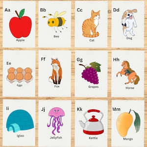 Printable Alphabet Flash Cards, Classroom Decor, Toddlers Preschool Early Learning Resource, Nursery Decor, DIGITAL DOWNLOAD