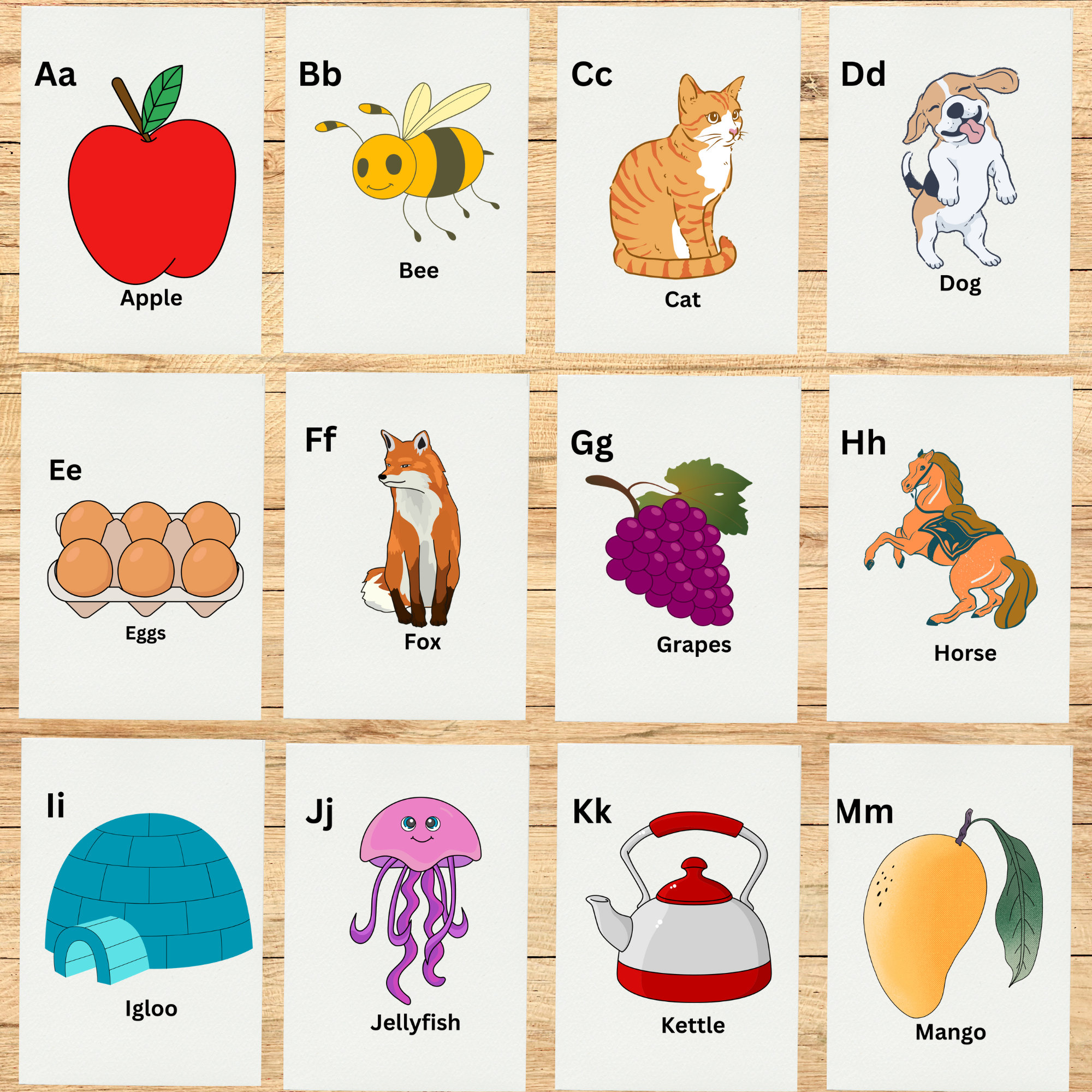 Printable Alphabet Flash Cards, Classroom Decor, Toddlers Preschool Early Learning Resource, Nursery Decor, DIGITAL DOWNLOAD