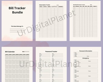 Bill Tracker Digital, Bill Planner Printable, Expense Tracker PNG
