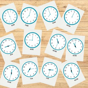 Educational Printable Editable PDF Clock Hours Time Montessori Cards ...