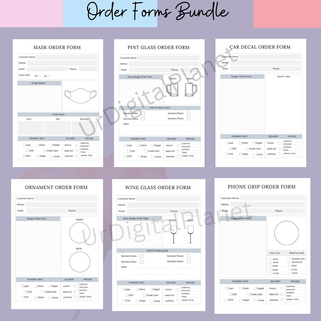 Printable Order Forms Bundle, Editable Order Forms Template - Etsy
