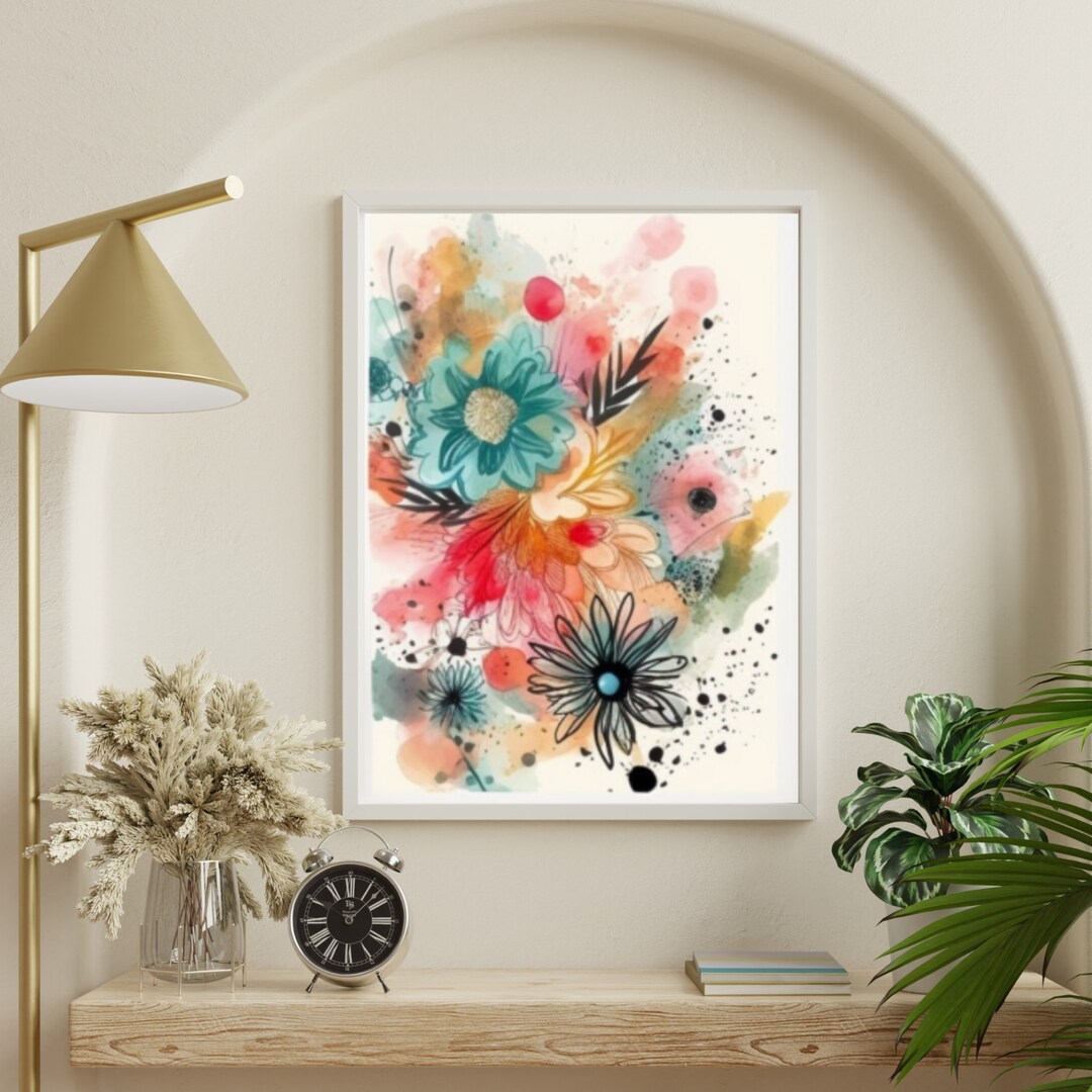 Midcentury Botanical Gallery Wall Art, Digital Download, Neutral Color
