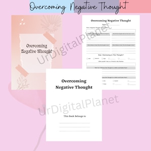 Overcoming Negative Thought Planner Digital, Overcome Negative Self Talk Printable, Negative Thought Journal PNG