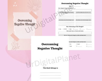 Overcoming Negative Thought Planner Digital, Overcome Negative Self Talk Printable, Negative Thought Journal PNG