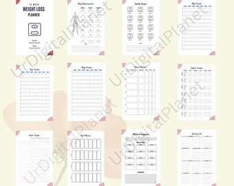 12 Week Weight Loss Planner, Workout Journal (Digital Download)