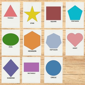 13 Shape Flash Cards, Geometric Shapes, Preschool Montessori Materials, Homeschool Printables, Pastel Boho Classroom Decor, DIGITAL DOWNLOAD