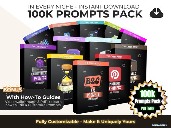 100K AI Prompts Mega Bundle: Master Resell Rights (Instant Download)