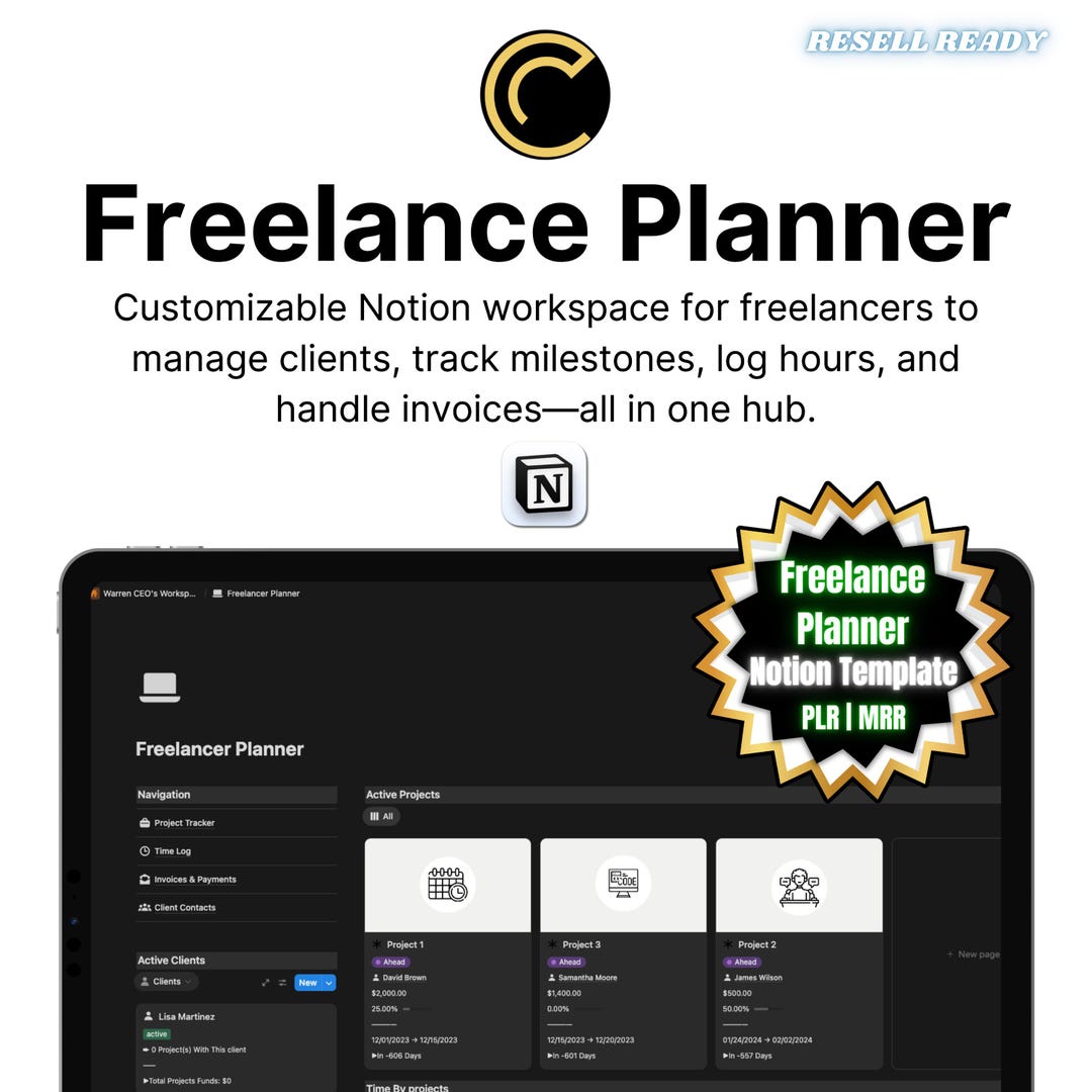 Freelance Planner Notion Template | Client and Project Manager (PLR and ...