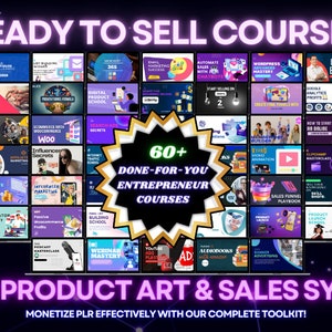 60+ DFY Entrepreneur Courses: PLR Video Resell (Digital Product)