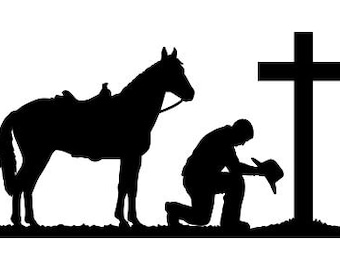 Kneeling Cowboy with horse