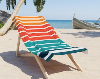 Retro Stripes Beach Towel