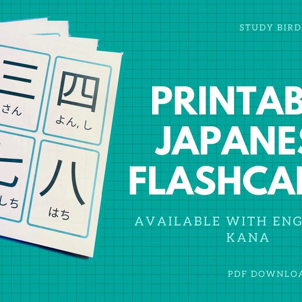 Japanese Number Flash Cards- Printable PDF