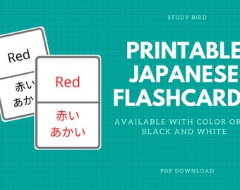 Japanese Color Flashcards, Printable PDF Cards, Instant Download Cards, Japanese Language ...
