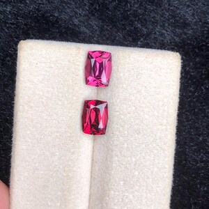 stunning Almandine pyrope garnet pair 2.62 ct , long cushion fancy Cut From Tanzania