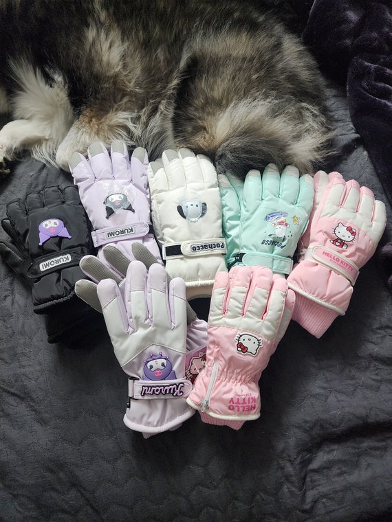 Kawaii pretty winter gloves | Cute Japanese character | adorable | sanri | hk | pocha | kuku | gift for her, fleece lined, cute thick gloves